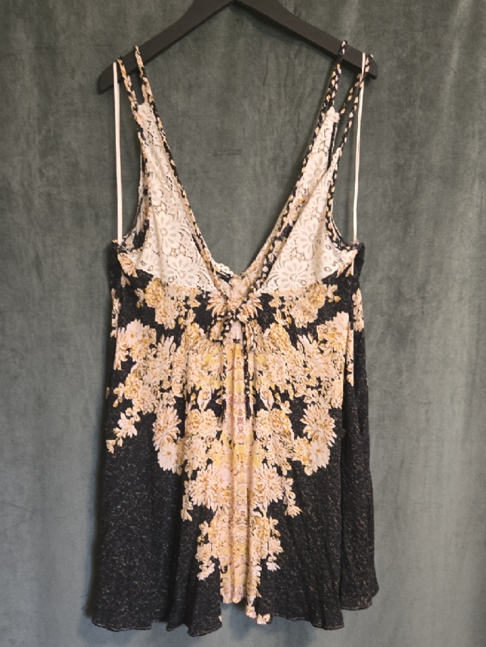 Free People Black and Cream Floral Slip Dress - Picture 3 of 5